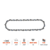 Hipa 11 Inch Saw Chain .325 .058 52DL For Dolmar PS540 110 109 112 115 RedMax G5000AVS G450AVS G3800AVS Husqvarna Jonsered Chainsaw